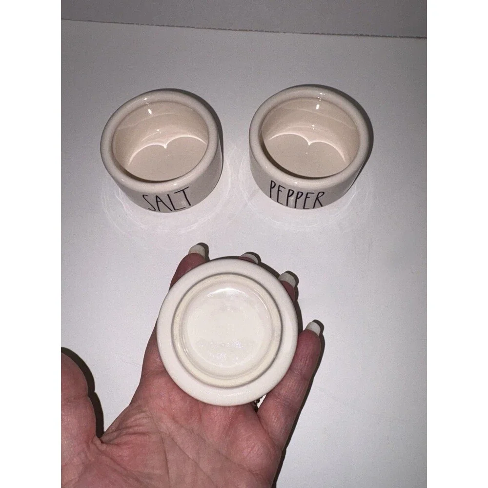 Rae Dunn SALT & PEPPER Ivory Ceramic Stacker Cellar by Magenta